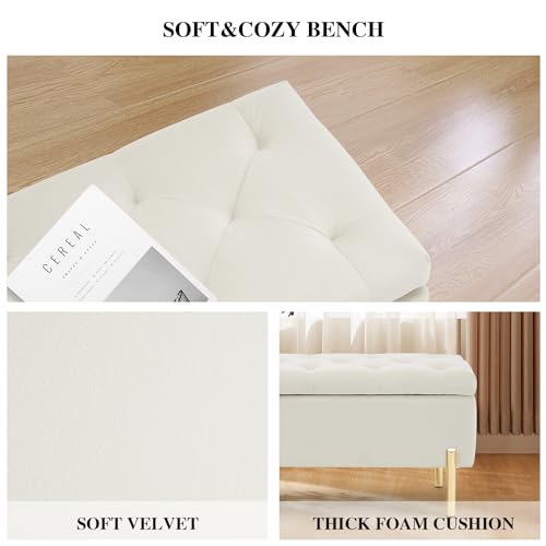 Grey Velvet Storage Bench Ottoman with Soft Close Lid V321692