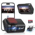4K+1080P WiFi Dual Dash Cam with 3’’ IPS Screen and 64GB Card D478