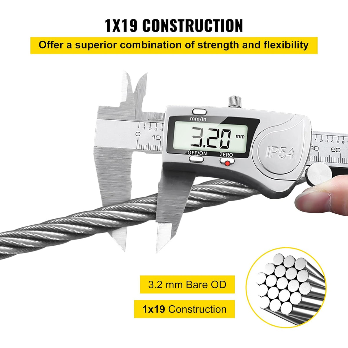 500FT 1/8 Inch Stainless Steel 1x19 Wire Rope M79777