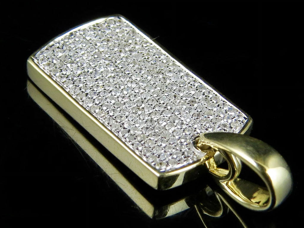 10K Yellow Gold Dogtag Diamond Pendant with 10K Franco Chain T2586