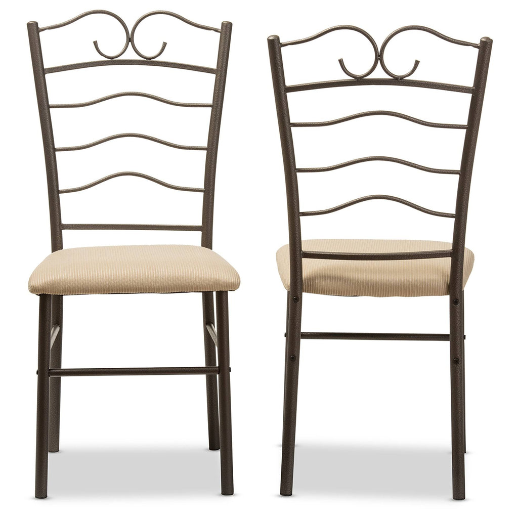 5-Piece Walnut Wood and Black Metal Dining Set C3832