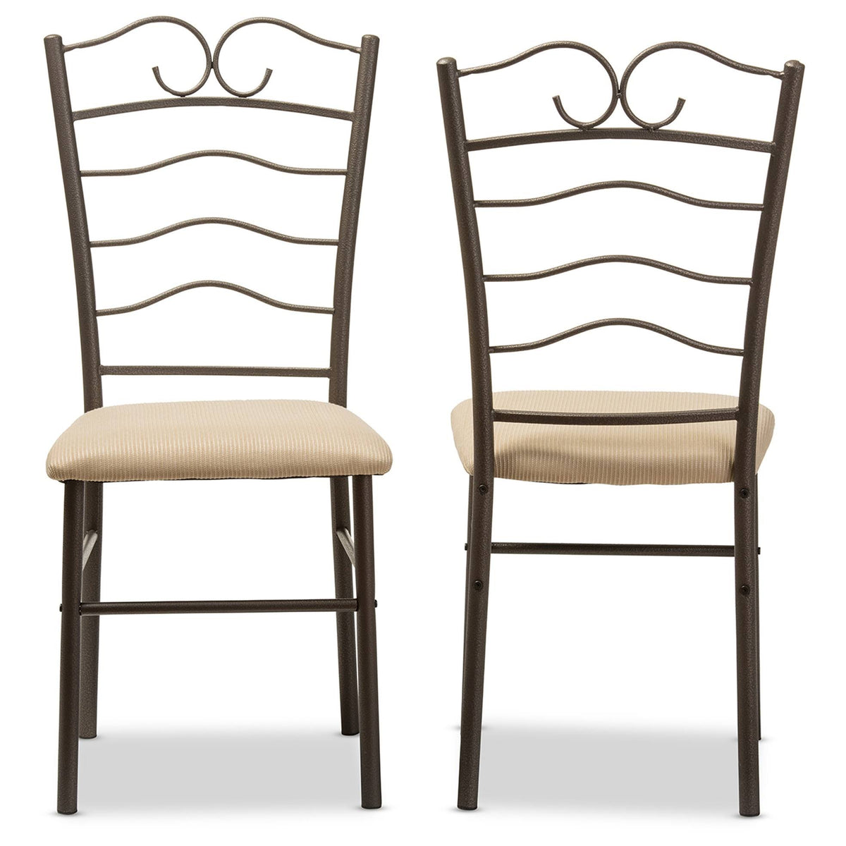 5-Piece Walnut Wood and Black Metal Dining Set C3832