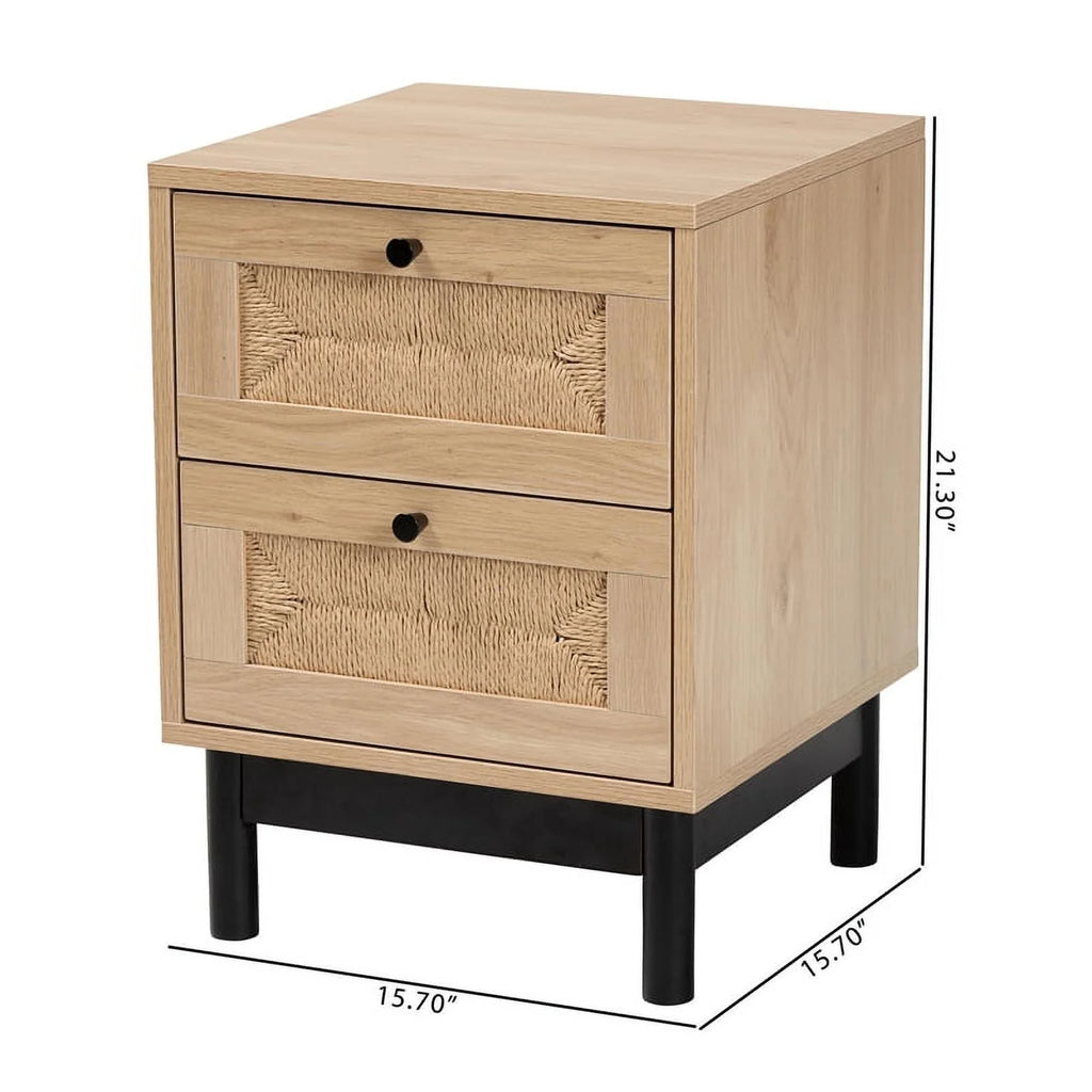 2-Drawer Mid-Century Wood End Table V376