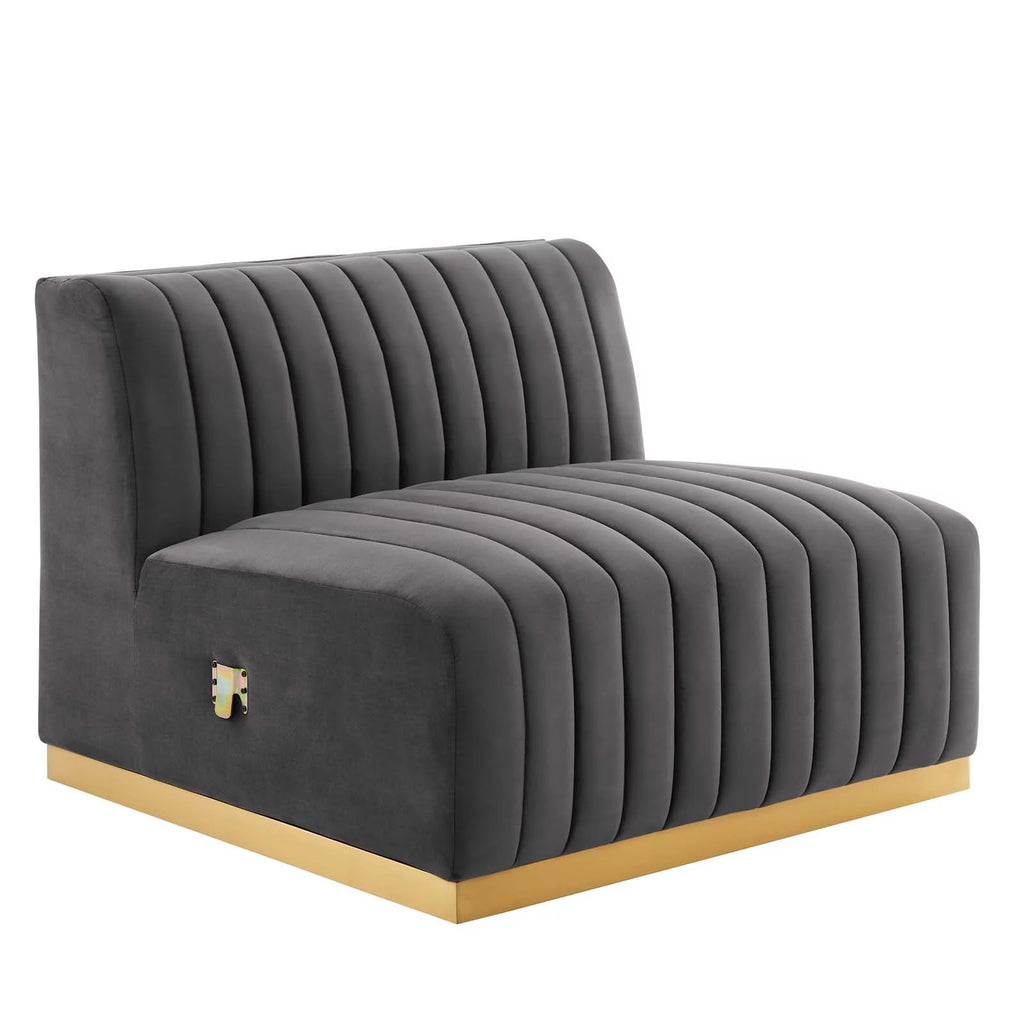 Gold Gray Velvet 4-Piece Sectional G294
