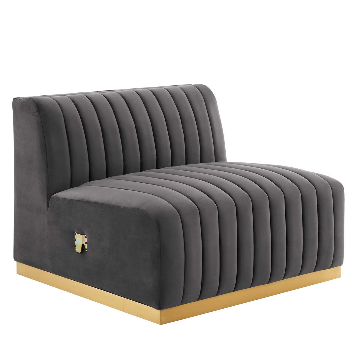 Gold Gray Velvet 4-Piece Sectional G294