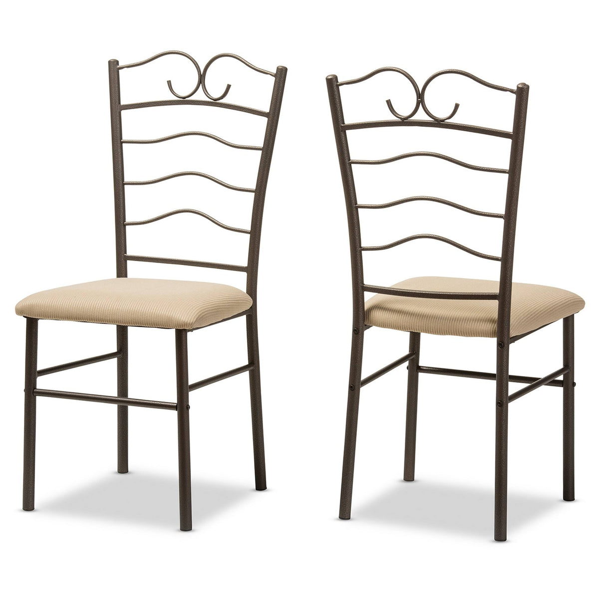 5-Piece Walnut Wood and Black Metal Dining Set C3832