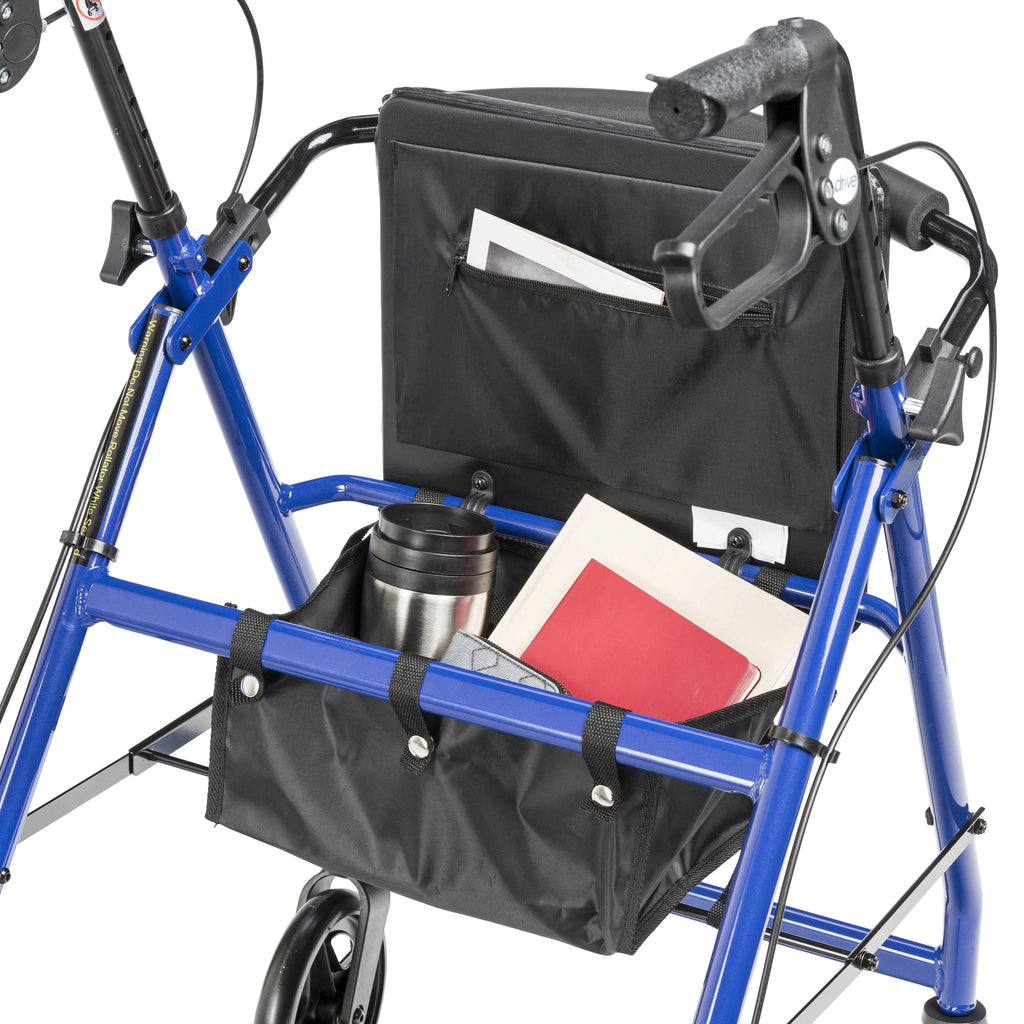 Blue Aluminum Rollator Rolling Walker with Padded Seat J534