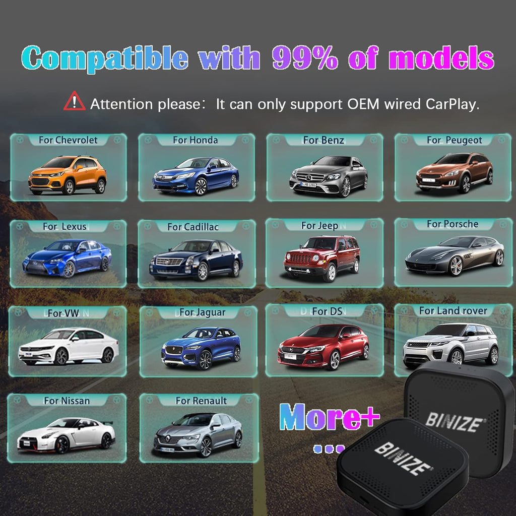 Wireless CarPlay Android AUTO Multimedia Video Box 4G Cellular, 4GB+64GB, 8 Core, Android 9.0 System, Built-in Navigation, Support SIM & TF Card Bluetooth, OEM Wired CarPlay E12540