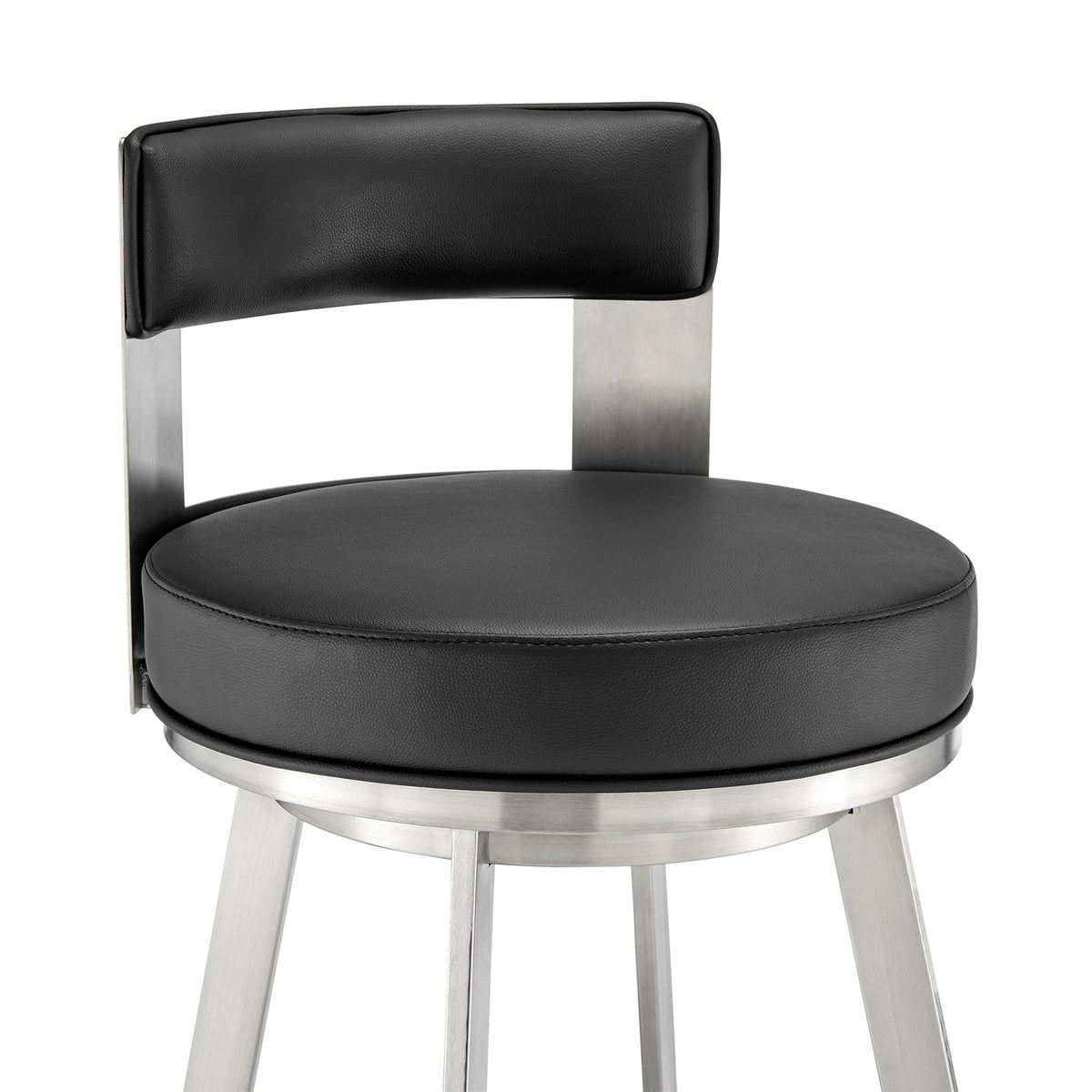 Swivel Faux Leather/Metal Counter Stool in Black/Chrome V937