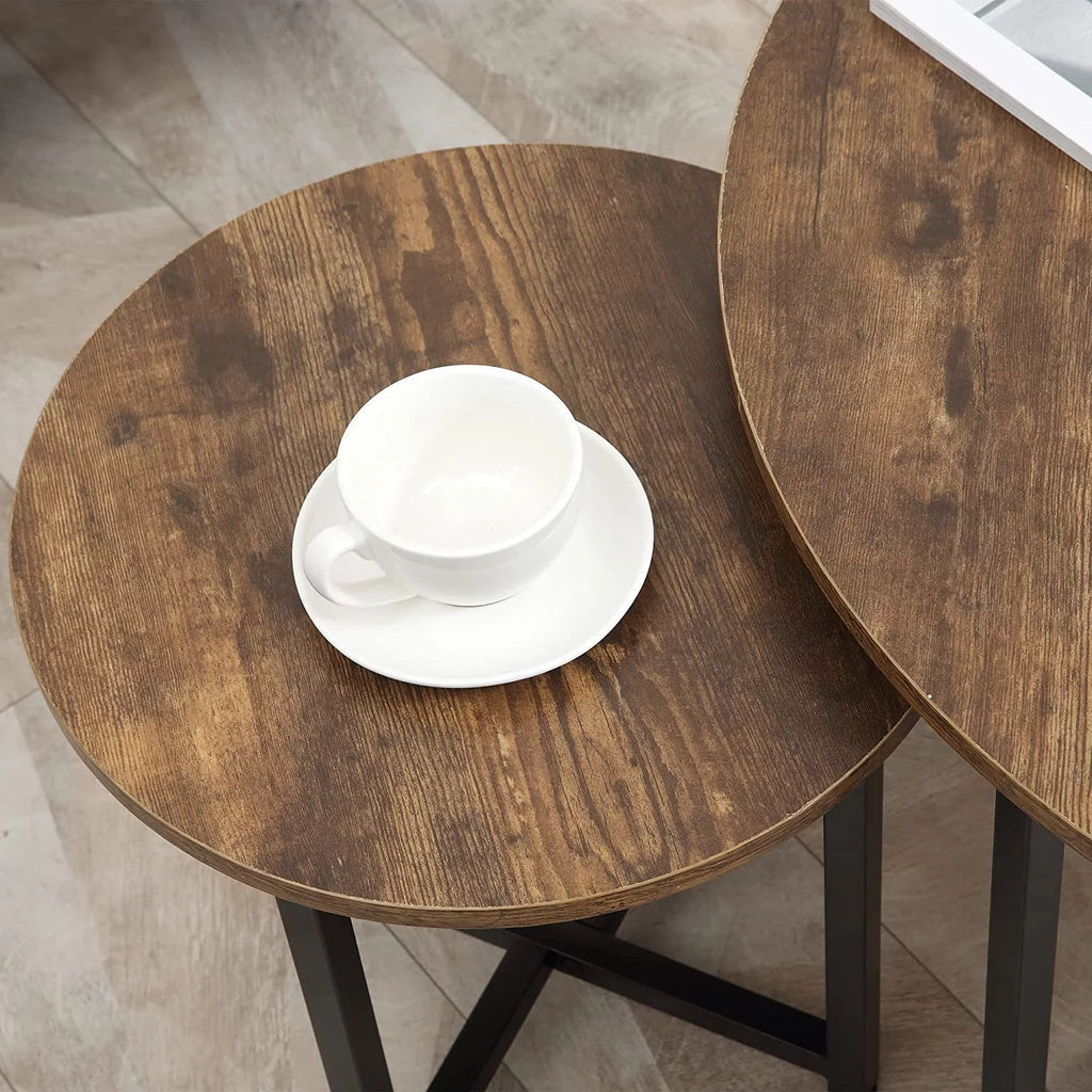 Set of 2 Round Coffee Table with Metal Frame M316