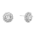 Sterling Silver Designer Earrings with Round Brilliant and Princess Cut Diamonds D11190