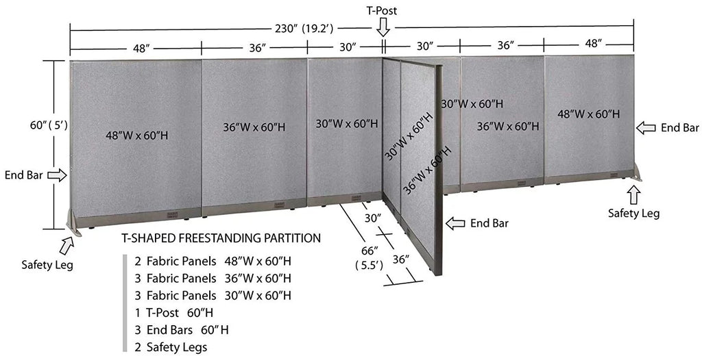 T-Shaped Freestanding Room Divider A308400