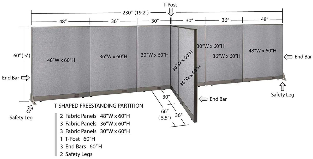 T-Shaped Freestanding Room Divider A308400