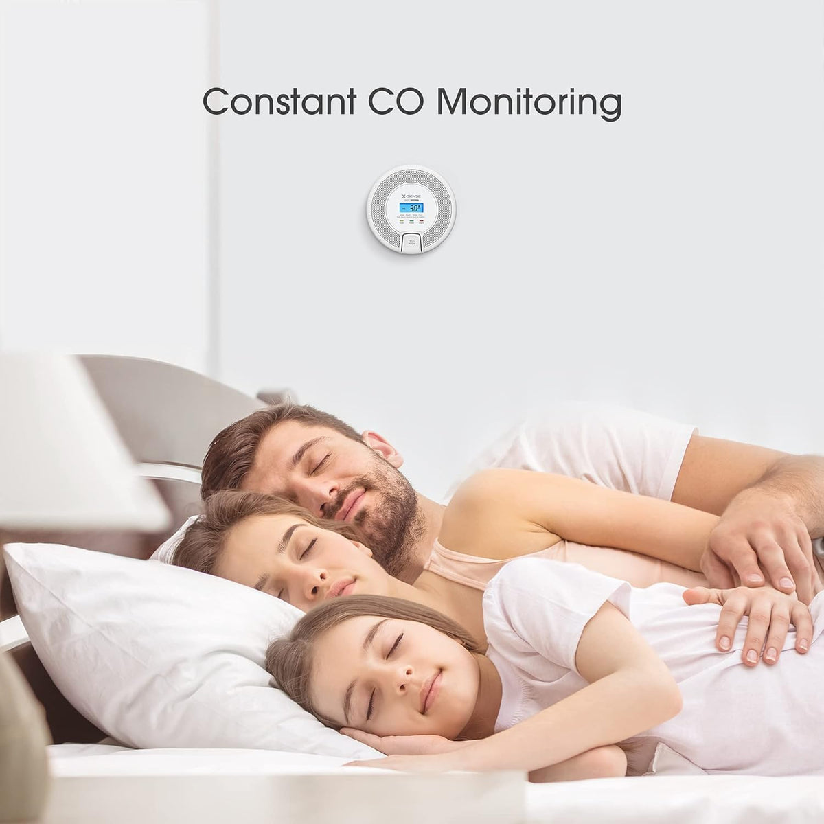Wireless Interconnected Carbon Monoxide Detector, Replaceable Battery-Powered CO Alarm with Digital Display, Pack of 2 C3223