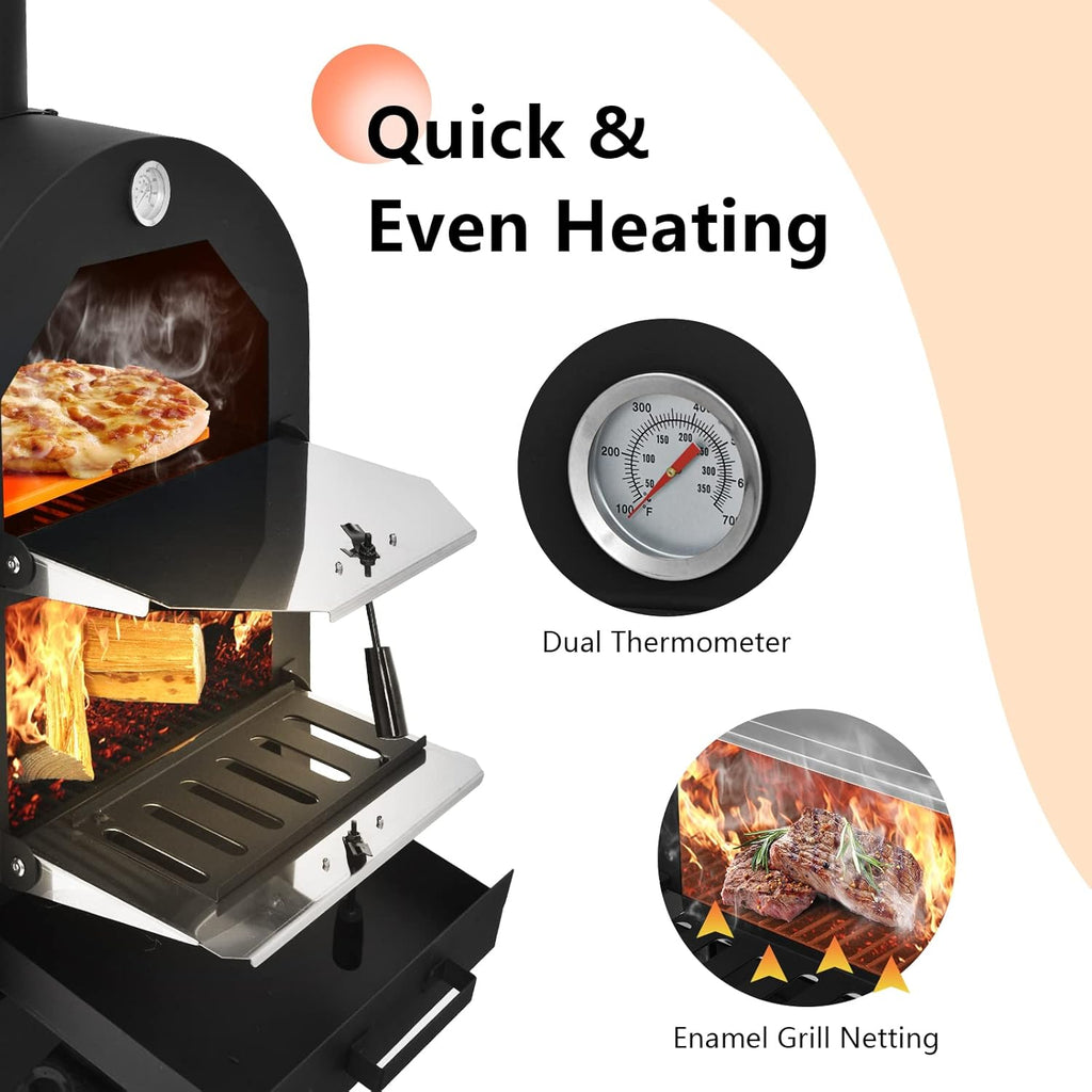 Outdoor Pizza Oven with 12" Pizza Stone, Pizza Peel, Waterproof Cover V57175
