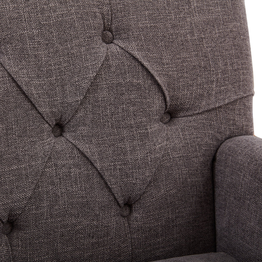 Grey Linen Upholstered Accent Chair with Lumbar Pillow C445073