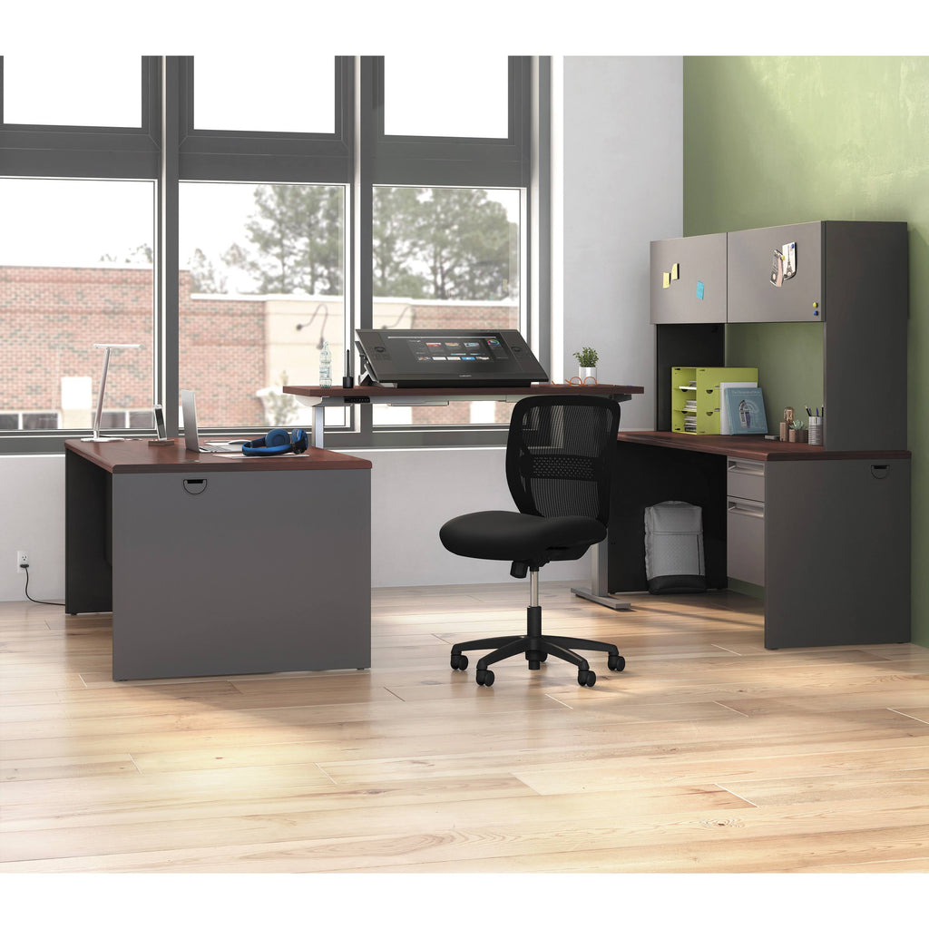 Mahogany Charcoal Left Return Desk O3628