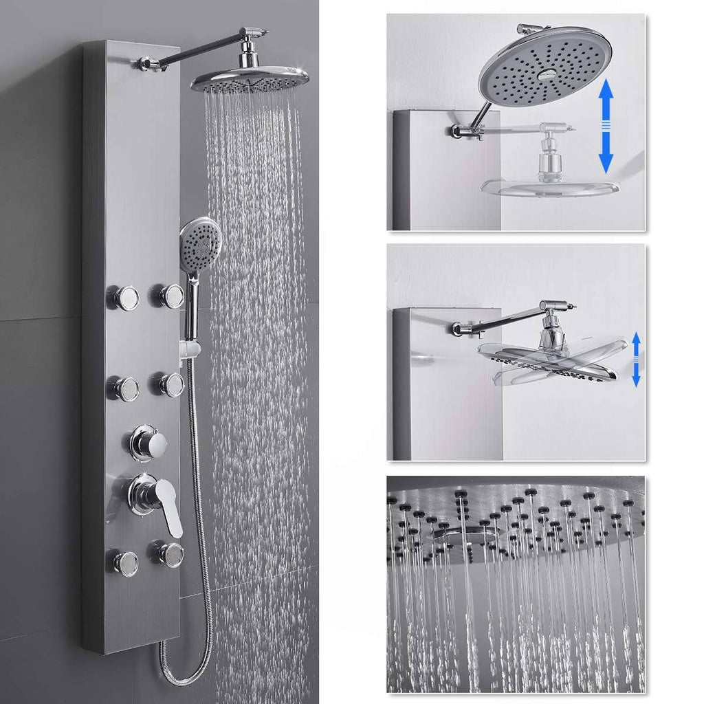 Stainless Steel Shower Panel Tower System with Rainfall Shower Head and Handheld Shower E40645