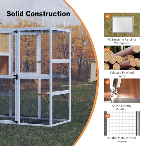 Large Cat Enclosure with Waterproof Cover and Sunshine Panel Roof, 72 inch C927150