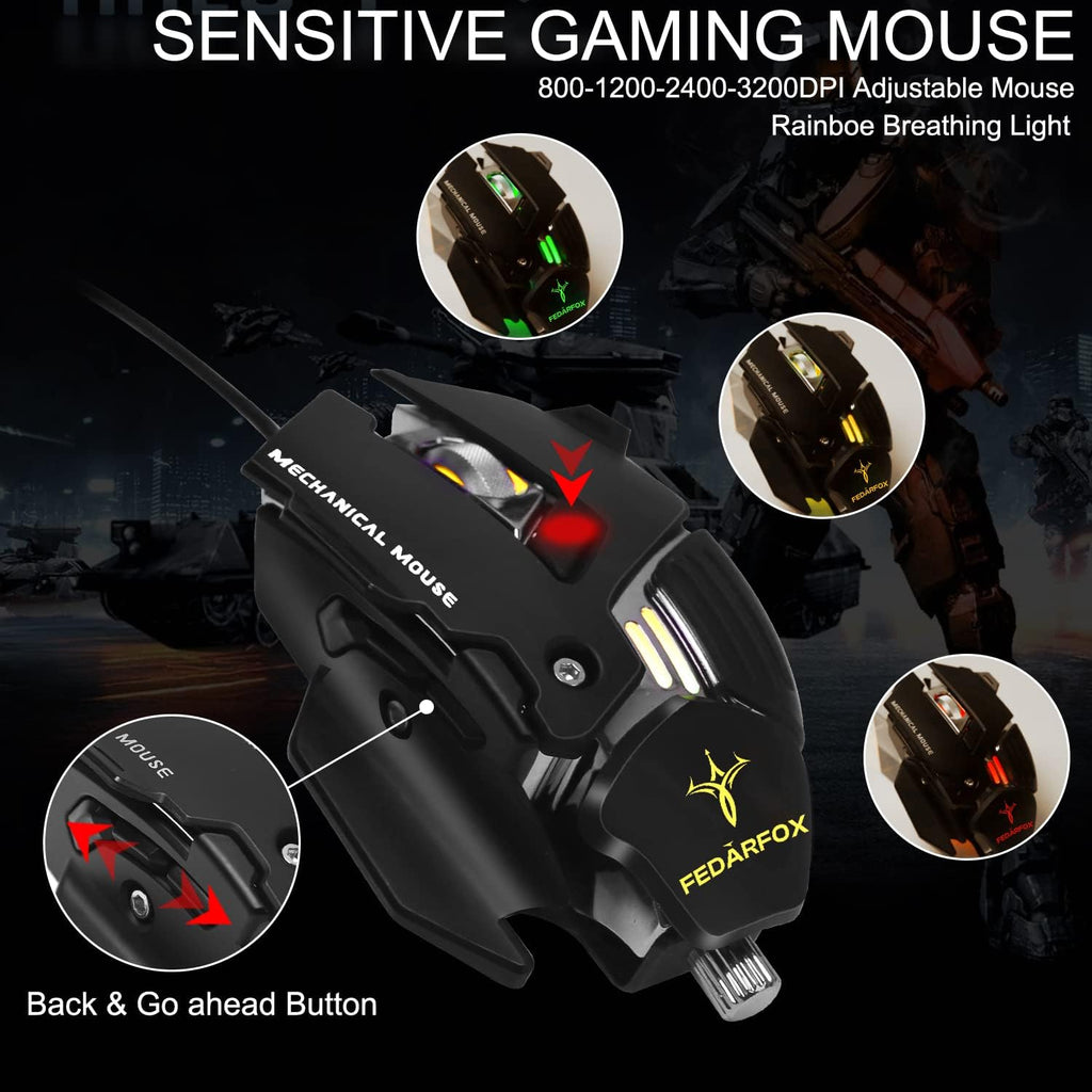 Wired Rainbow Led Backlit Gaming Keyboard and Mouse Combo D3312