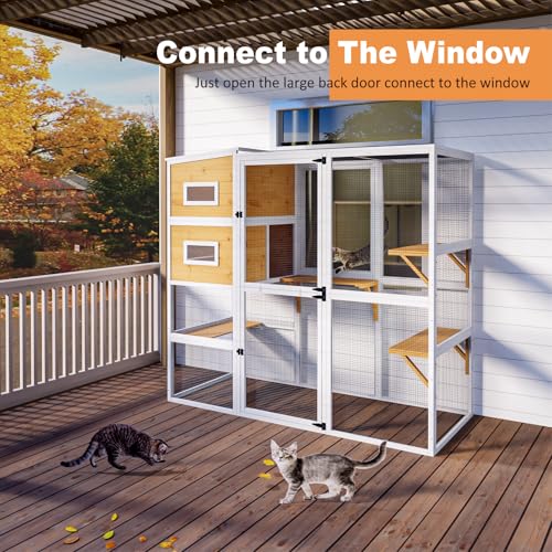 Large Cat Enclosure with Waterproof Cover and Sunshine Panel Roof, 72 inch C927150