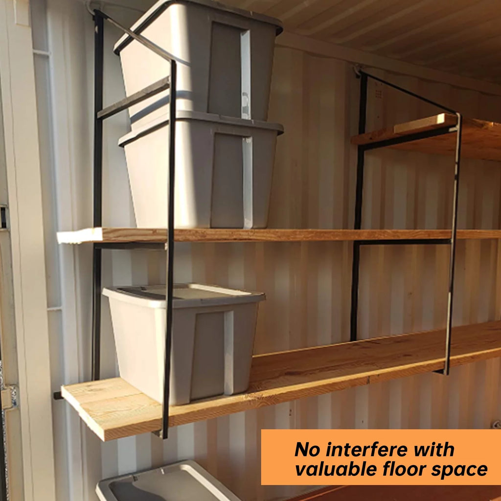 3 Tier Shipping Container Shelving Bracket 18" x 60" Black J1246