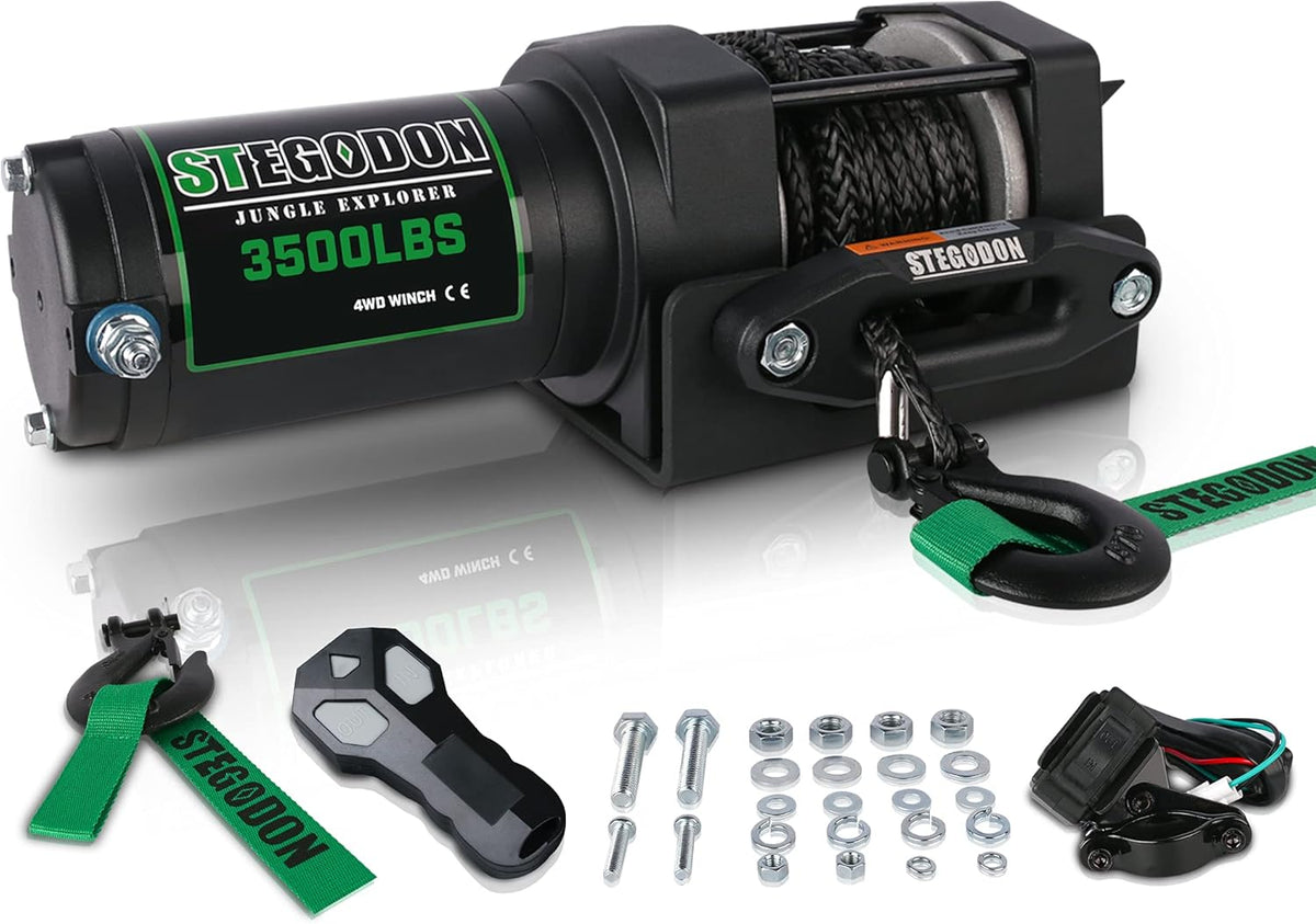 3500 lb. Load Capacity 12V Synthetic Rope Electric Winch with Wireless Remote Y206774