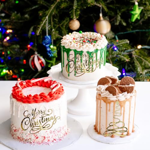 12 Pcs Acrylic Gold Mirror Christmas Cake Toppers Y13797