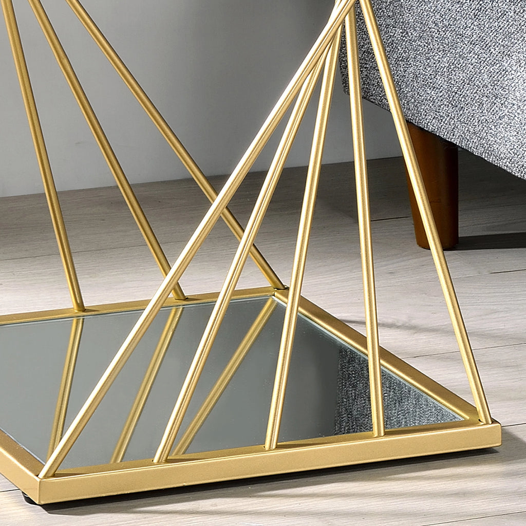 Gold 16-inch Glass 1-Shelf Side Table T435519