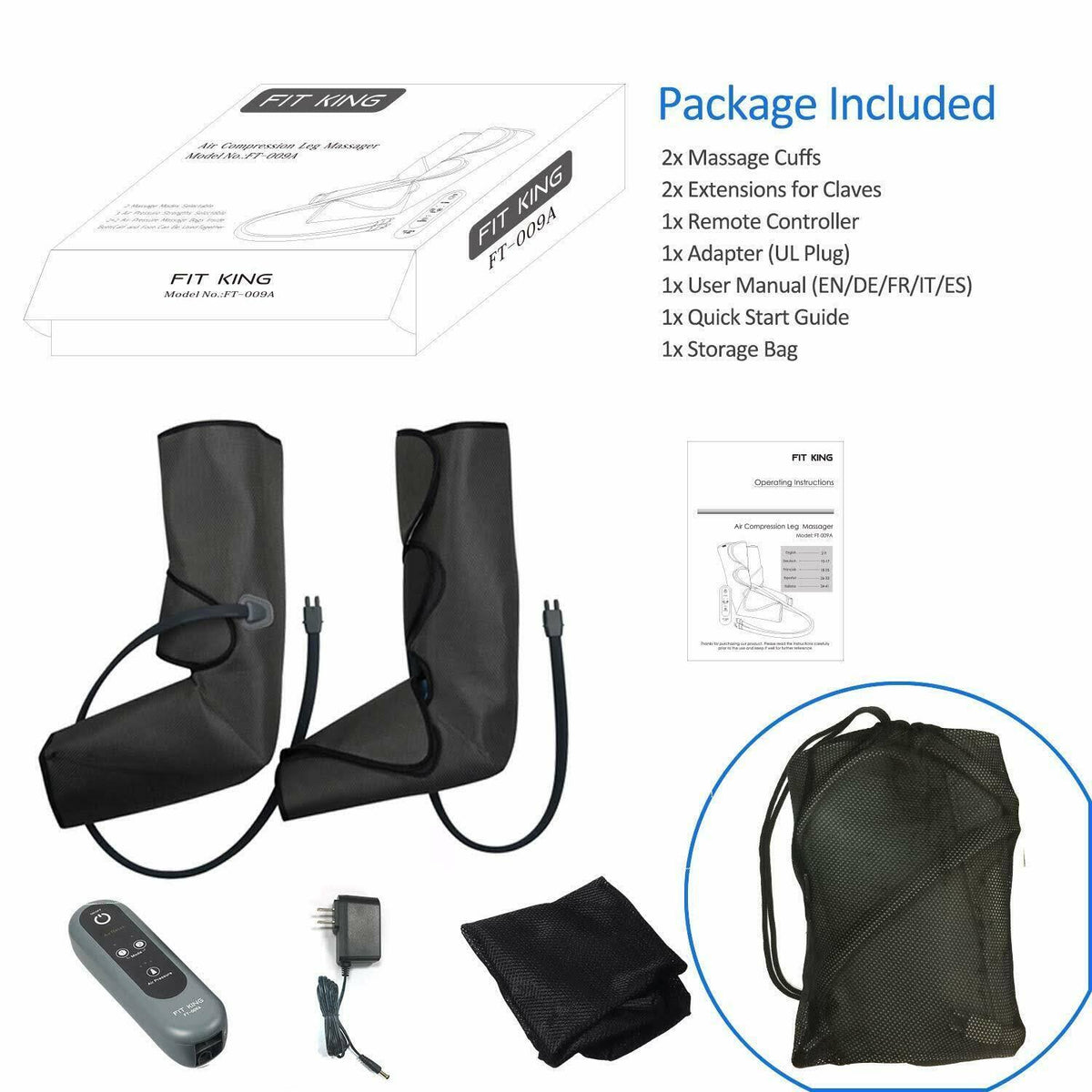 Leg Air Massager for Foot and Calf Circulation Massage with Handheld 3 A575