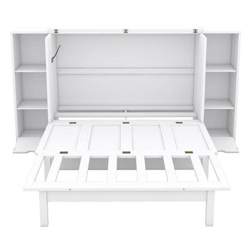 Queen Size Solid Wood Murphy Wall Bed with Storage Y616150