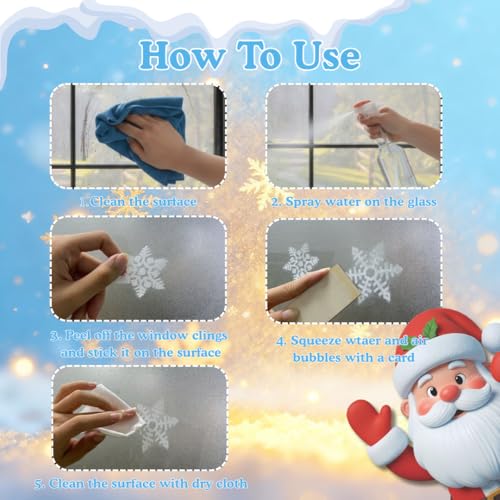 226 PCS White Snowflake Window Clings, 9 Sheets Double-Sided Reusable Decals M4622