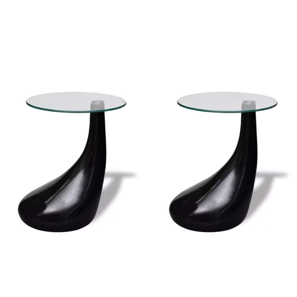 Set of 2 Round Glass Top Coffee Table K88667