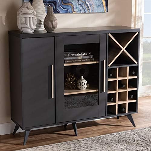 Dark Grey Oak Wine Cabinet W623