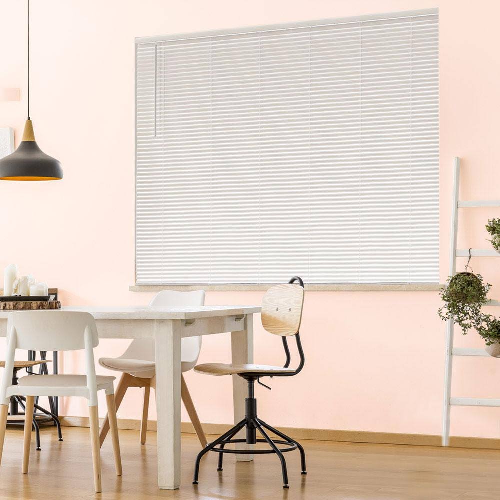 White Cordless Room Darkening Vinyl Mini Blind I595401