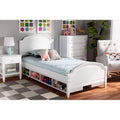 White Wood Twin Size Storage Platform Bed O11984