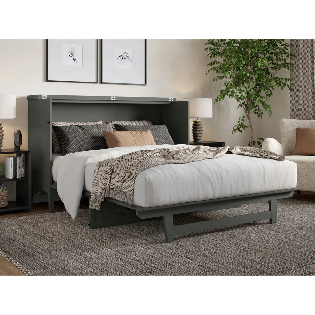 Queen Murphy Bed Chest with Mattress in Gray T751