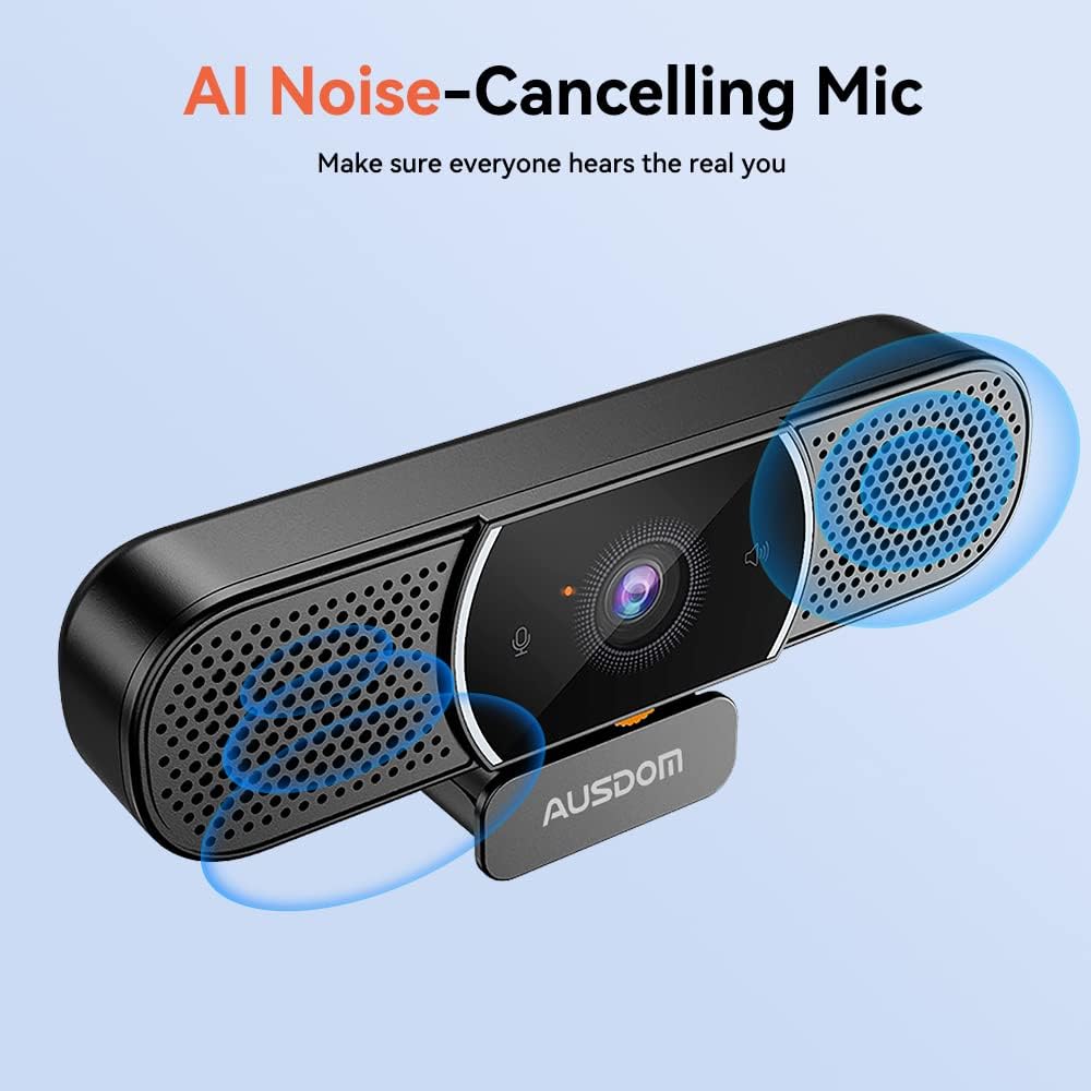 2K Webcam with Microphone and Speaker, Privacy Cover, USB Computer Camera, Pack of 2 Y47336
