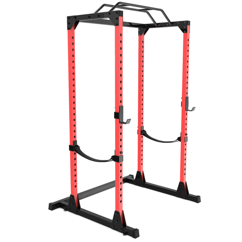 Black Red Steel Power Rack with Pull Up Bar V3631