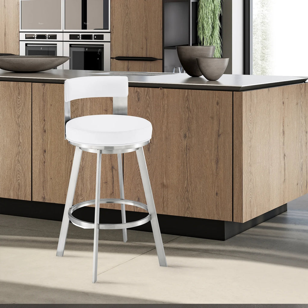 Swivel Faux Leather/Metal Counter Stool in Black/Chrome V937