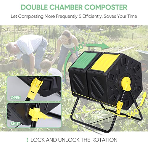 37 Gallon Black Dual Chamber Compost Tumbler R6776