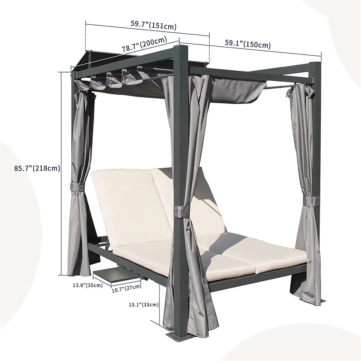 Aluminum Outdoor Patio Daybed with Retractable Canopy S7915