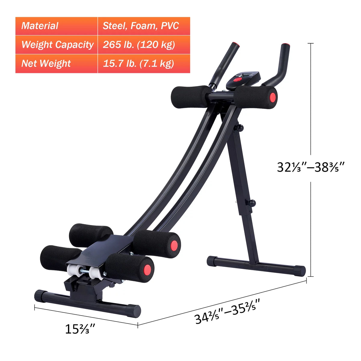 Ab Core Trainer with Display and 4 Incline Levels M61837
