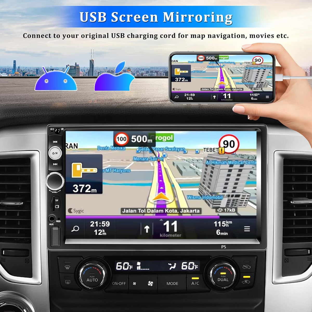 Double Din Bluetooth 7 Touch Screen Car Radio with Remote Control F9394