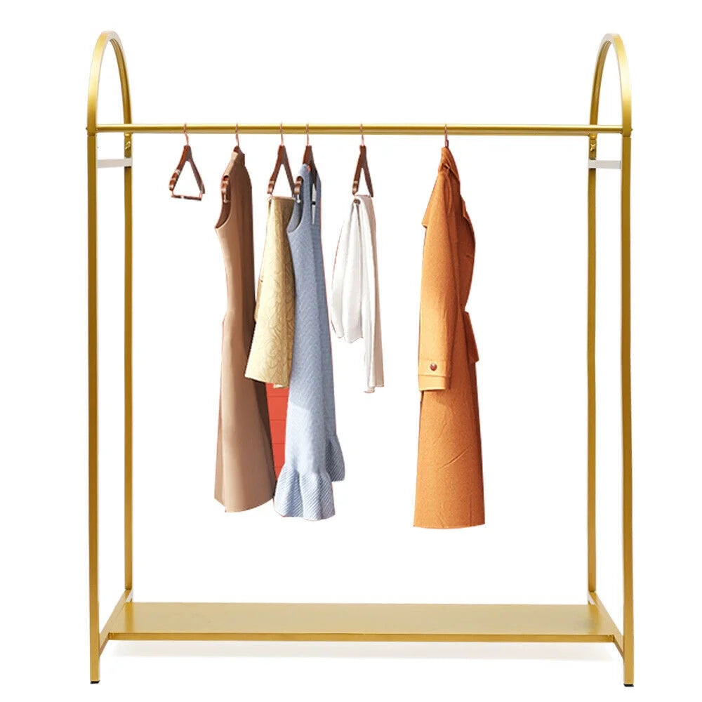 Gold Garment Rack with Iron Board Arched Stand Floor Hanger Storage Rack 1.5m Height O72635