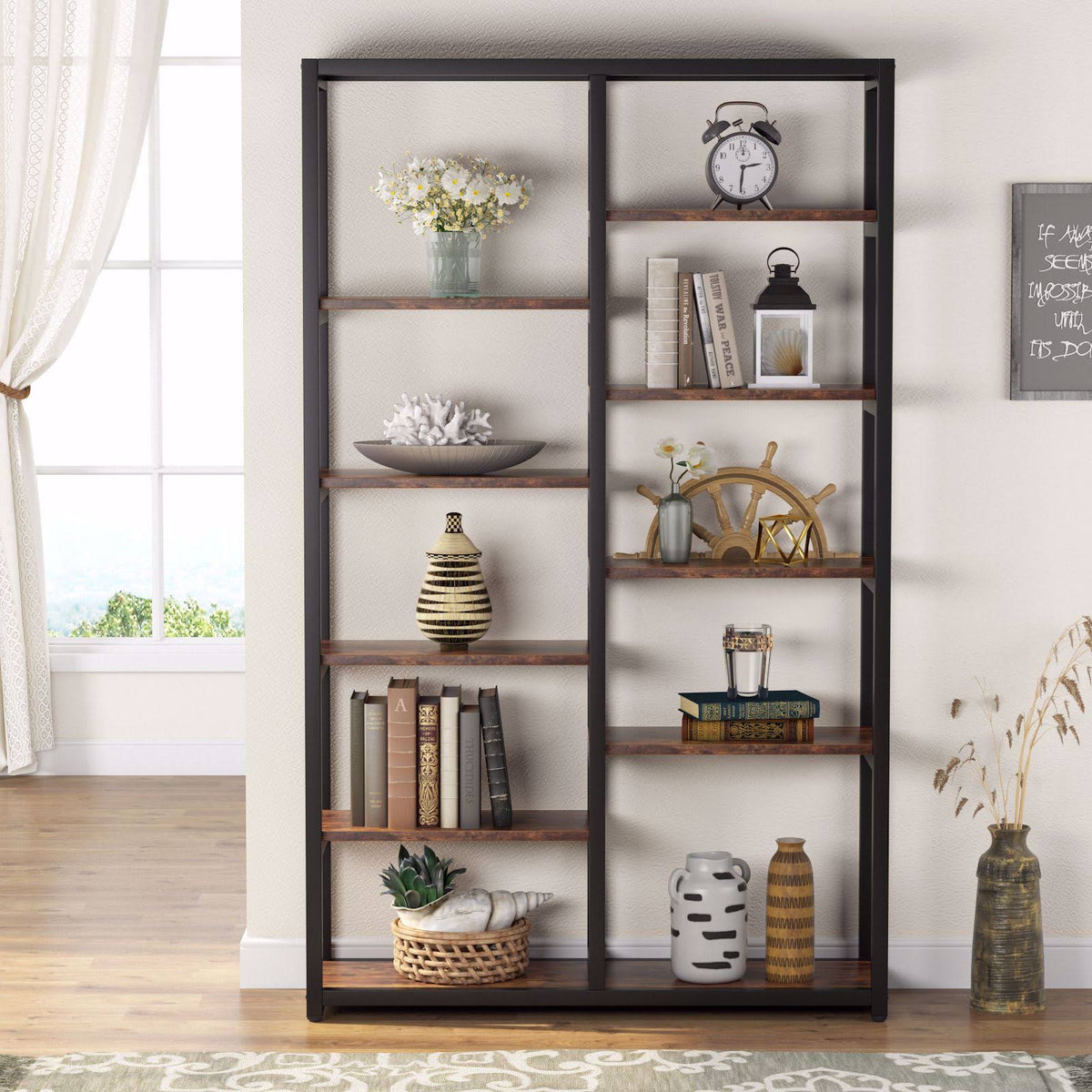 Industrial 10-Open Shelf Etagere Bookcase I675142