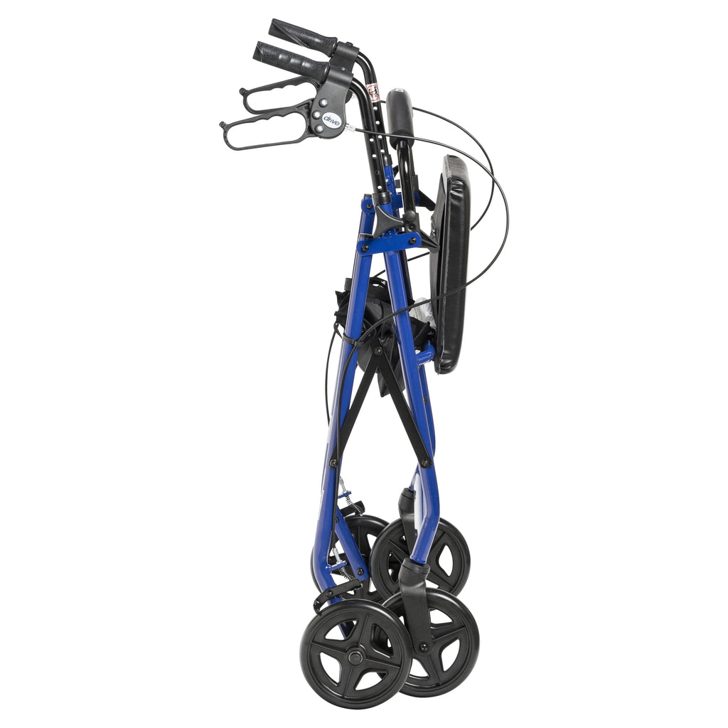 Blue Aluminum Rollator Rolling Walker with Padded Seat J534