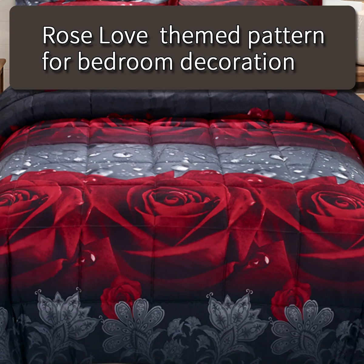 3D Rose Print Comforter Set King Size G353