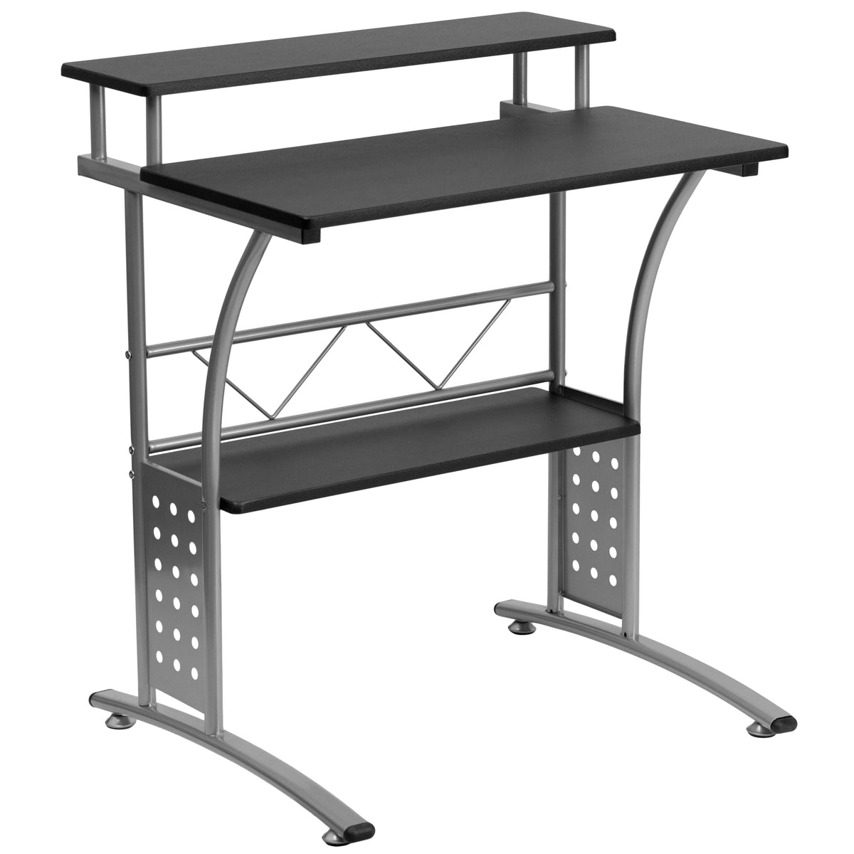Black Computer Desk, Ergonomic Mesh Office Chair and Locking Mobile Filing Cabinet C2996