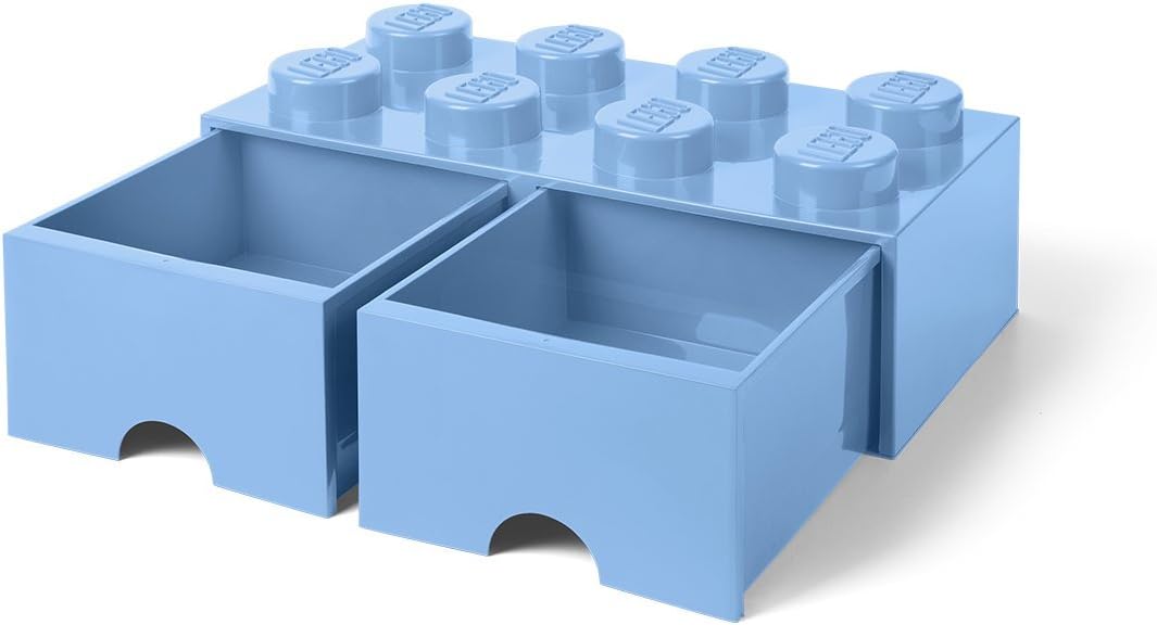 Light Royal Blue 8 Knobs 2 Drawers Stackable Storage Box V662